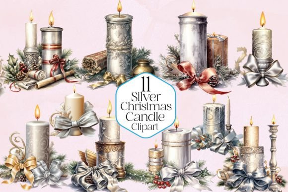 Download Silver Christmas Candle Clipart - Christmas candle clipart Collection
