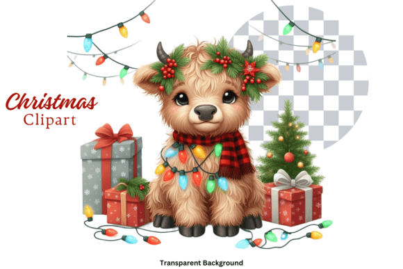 Download Highland Cow Christmas Lights Clipart - Christmas lights clipart Collection