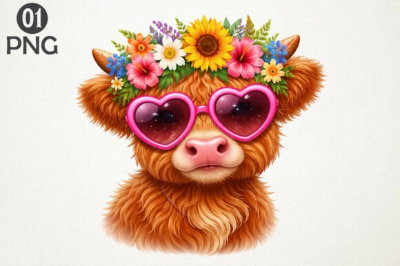 Download Highland Cow PNG Floral Summer Clipart - Floral summer clipart Collection