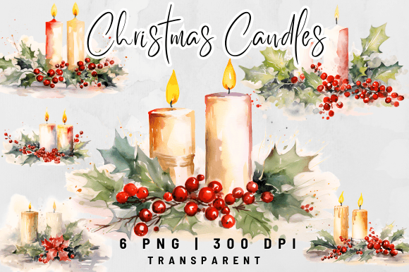 Download Watercolor Christmas Candle Clipart - Premium Resources