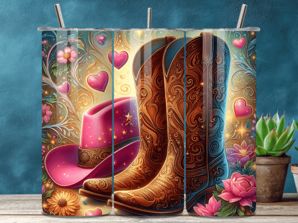Download Valentines Day Cowgirl Hat Boots Tumbler - Valentine Collection
