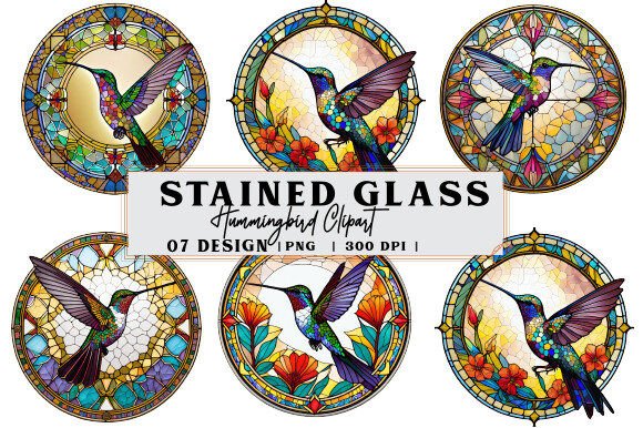 Download Stained Glass Hummingbird Clipart PNG - Bird clipart Collection