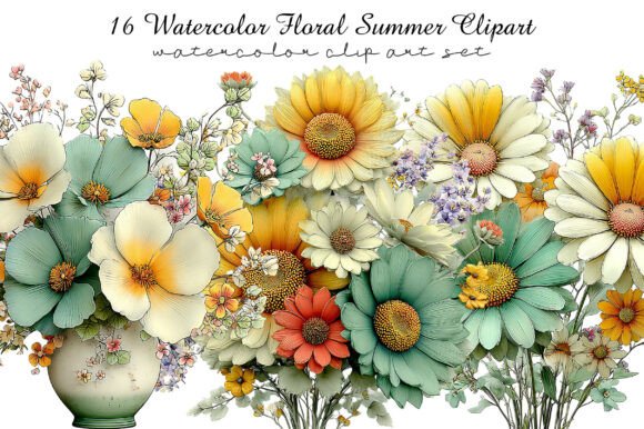 Download Watercolor Floral Summer Clipart - Floral summer clipart Collection