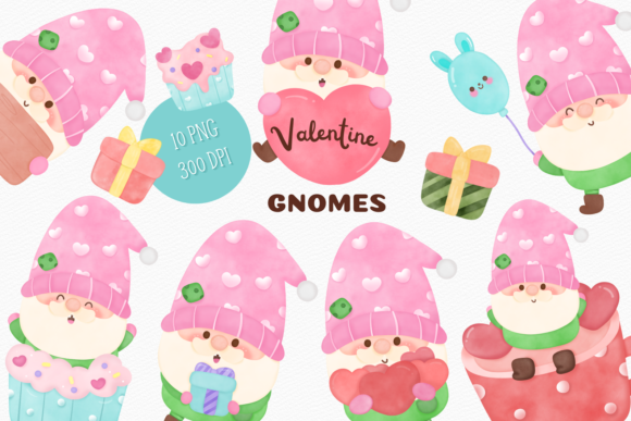 Download Watercolor Gnome Valentines Day Kawaii - Valentine Collection