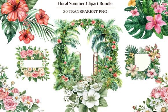 Download Floral Summer Clipart Bundle - Floral summer clipart Collection