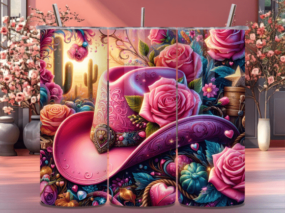 Download Cowgirl Hat Valentines Day Tumbler Wrap - Valentine Collection