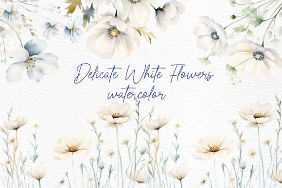 Download Watercolor White Wild Flowers Clipart - Wild flowers clipart Collection