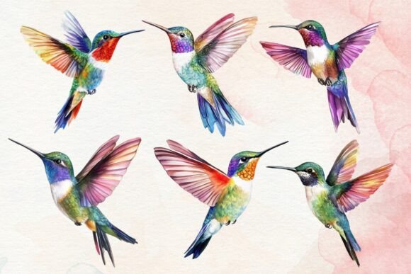 Download Watercolor Hummingbird Clipart Bundle - Bird clipart Collection