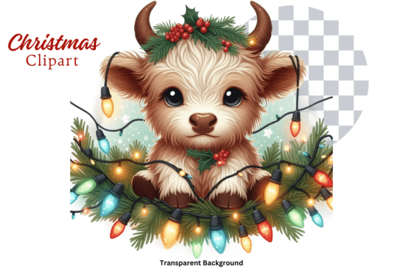 Download Highland Cow Christmas Lights Clipart - Christmas lights clipart Collection