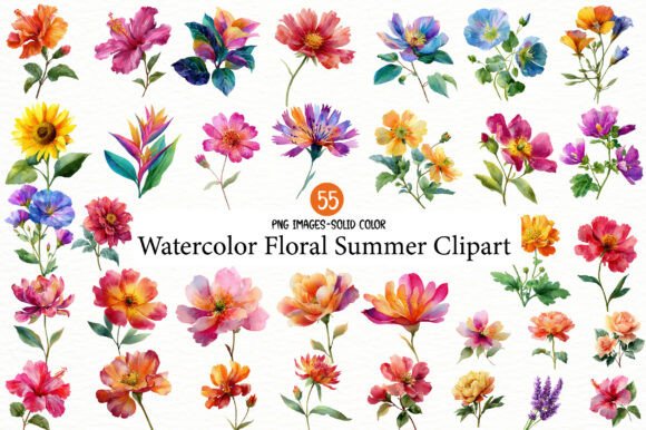 Download Watercolor Floral Summer Clipart - Floral summer clipart Collection