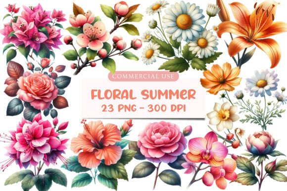 Download Watercolor Floral Summer Clipart - Floral summer clipart Collection