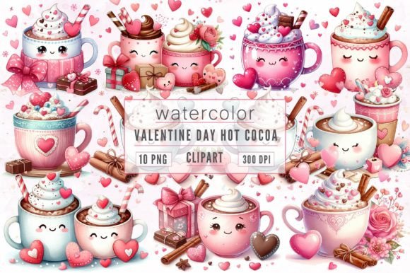 Download Cute Valentine Day Hot Cocoa Clipart - Valentine Collection