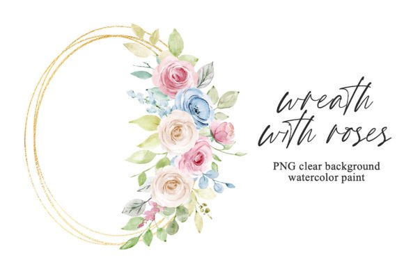 Download Gold Frame, Floral Wreath with Flowers. - Floral wreath Collection
