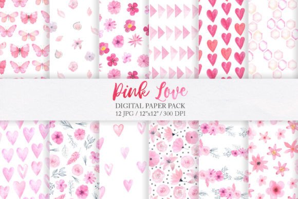 Download Valentine Day Pink Digital Papers Pack - Valentine Collection