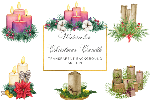 Download Watercolor Christmas Candle Clipart - Premium Resources