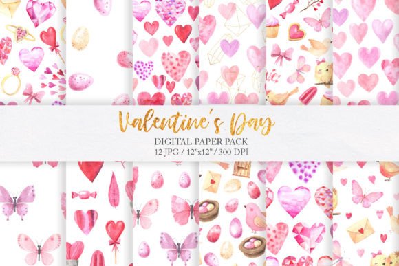 Download Valentine Day Pink Digital Papers Pack - Valentine Collection